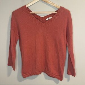 Madewell Rust V-Neck Cotton Blend Sweater XS
